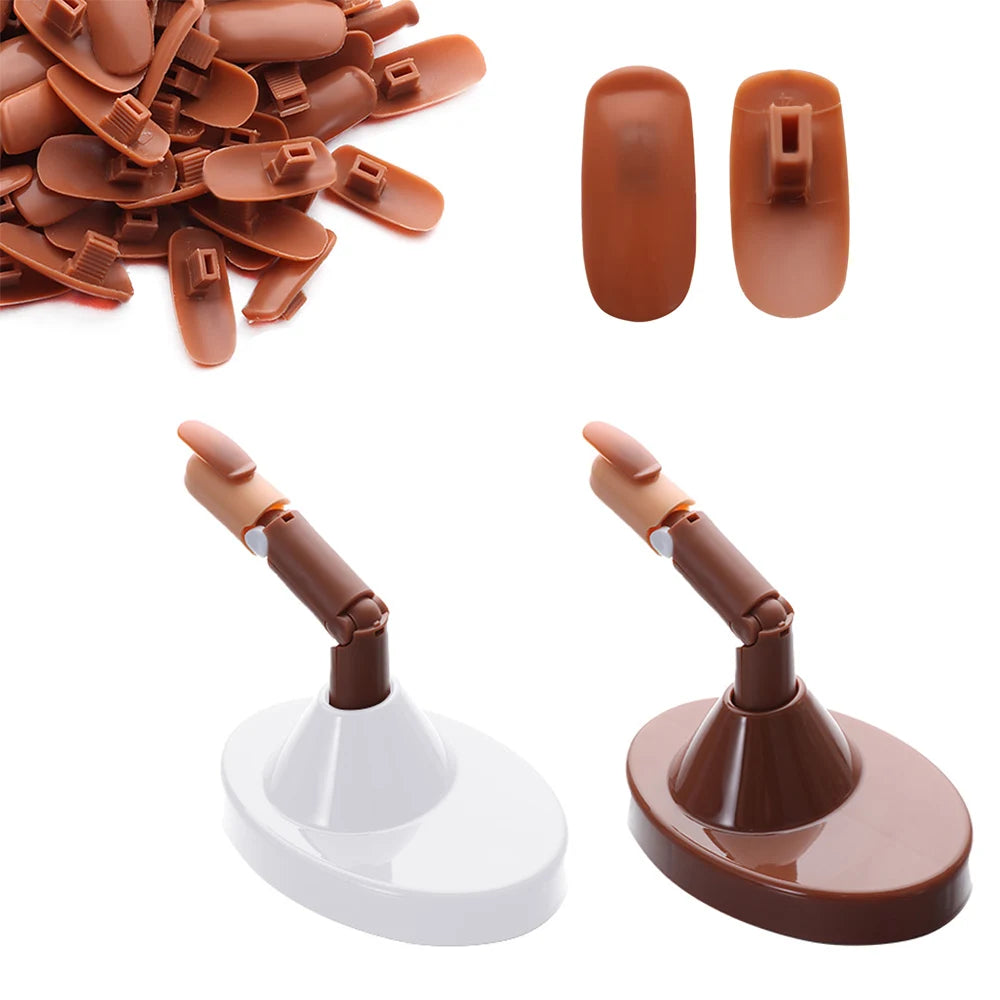 Nail Art Practice Finger With Design Adjustable Acrylic Model Hands Nail Tips Swatches Display Professional DIY Manicure Tool