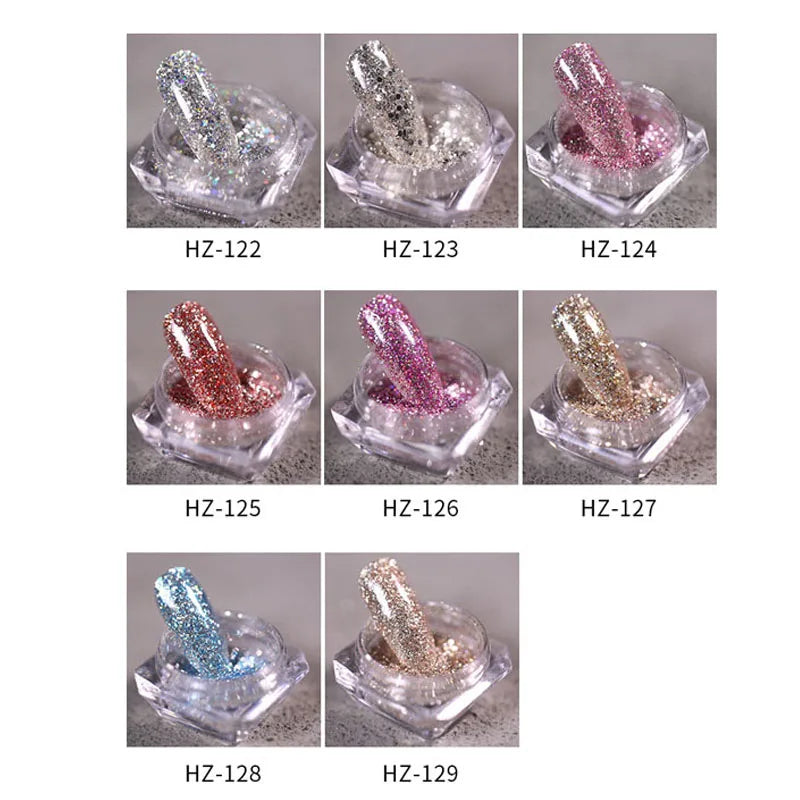 Nail Art DIY New Hot Platinum Powder 3D Mixed 8 Color Nail Dust Sets Glitter Siliver Sequins Flakes Manicure Decoration
