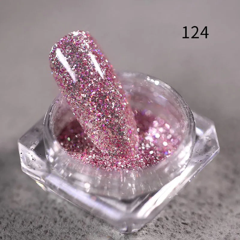 Nail Art DIY New Hot Platinum Powder 3D Mixed 8 Color Nail Dust Sets Glitter Siliver Sequins Flakes Manicure Decoration