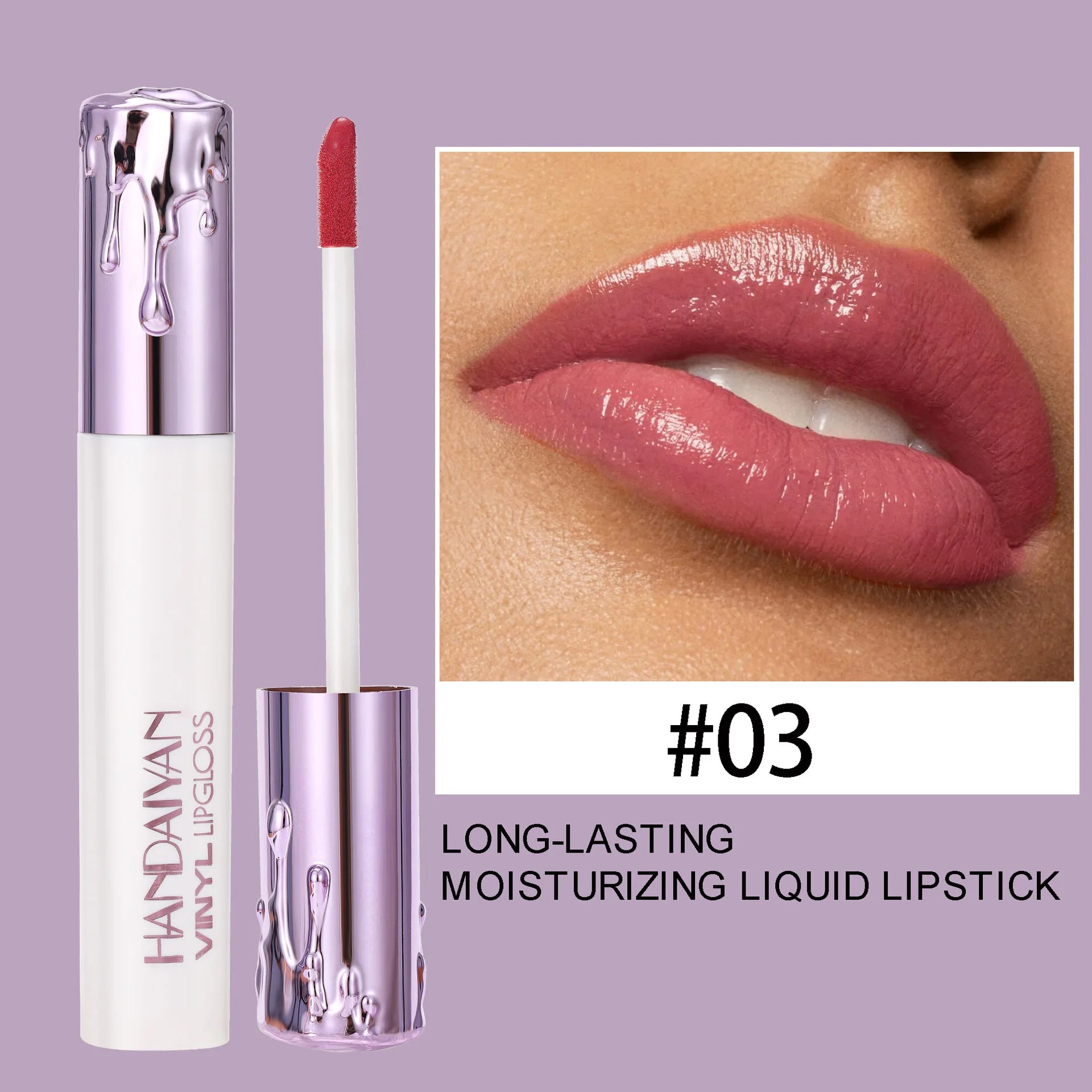 Hydrating Glossy Liquid Lipstick, Moisturizing Smooth Finish, Lightweight Non-Transfer, Long Lasting Lip Makeup, 6 Colors