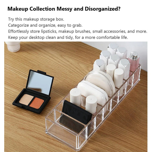 8-Slot Nail Polish Organizer Transparent Acrylic Makeup Storage Display Stand Grid Box for Cosmetics