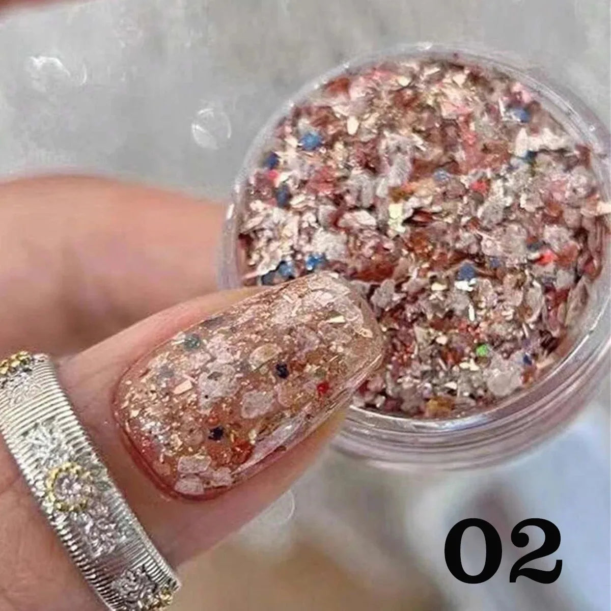 1pc Colorful shell nail powder platinum foil decoration and rhinestone accessories DIY nail charm nail gemstone nail products