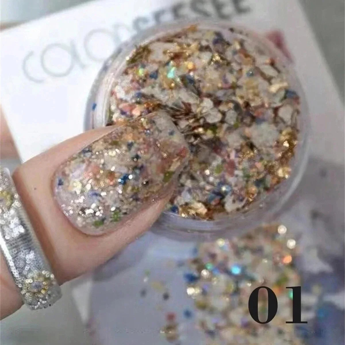 1pc Colorful shell nail powder platinum foil decoration and rhinestone accessories DIY nail charm nail gemstone nail products