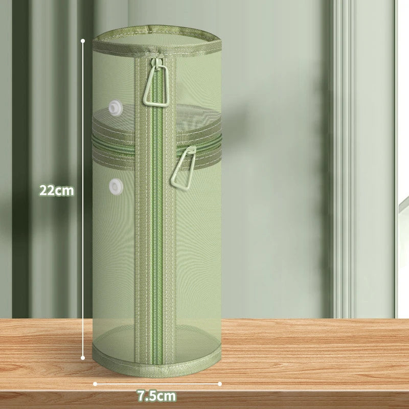 Portable Makeup Brush Organizer - Mesh Stand-up Pouch with Large Capacity & Travel-Friendly Design
