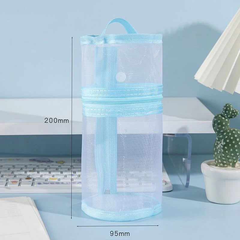 Portable Makeup Brush Organizer - Mesh Stand-up Pouch with Large Capacity & Travel-Friendly Design