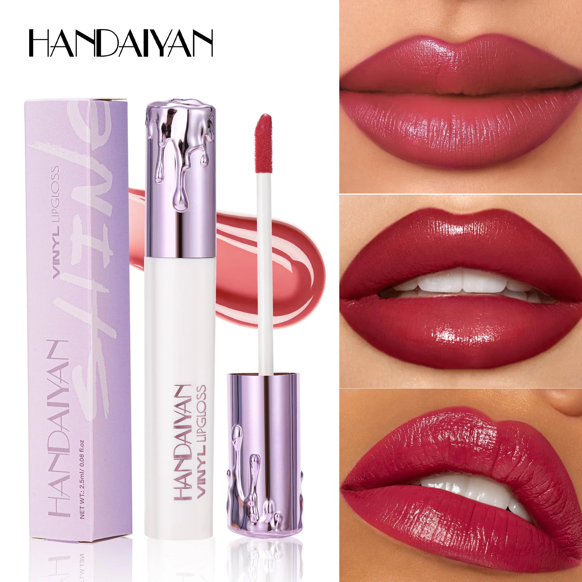 Hydrating Glossy Liquid Lipstick, Moisturizing Smooth Finish, Lightweight Non-Transfer, Long Lasting Lip Makeup, 6 Colors