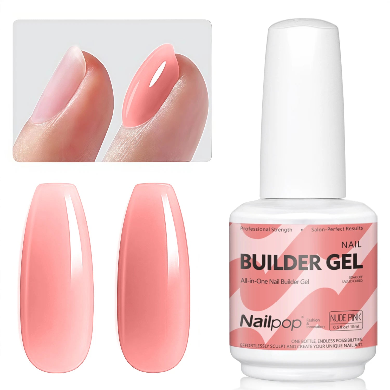 Nailpop 7IN1 Builder Gel Multi Functional 15ml For Nail Extension Strength Apex Building Base Top Coat Nail Gel French Manicure