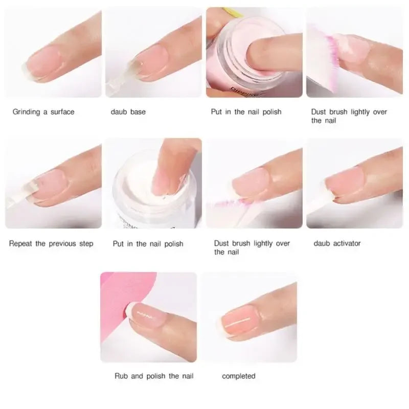 Nail Infiltrating Powder Pure Color Moisturizing UV Glue Natural Nail Dipping Powder Lasting Flash Quick Dry Durable Nail Polish