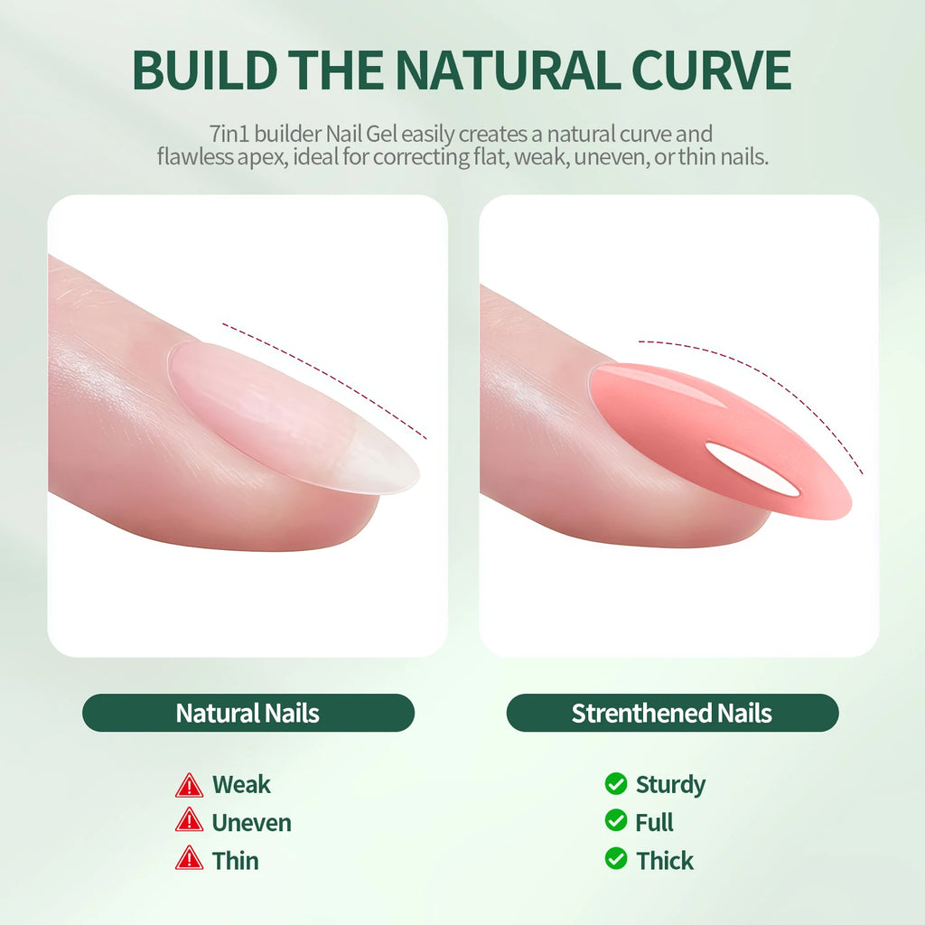 Nailpop 7IN1 Builder Gel Multi Functional 15ml For Nail Extension Strength Apex Building Base Top Coat Nail Gel French Manicure