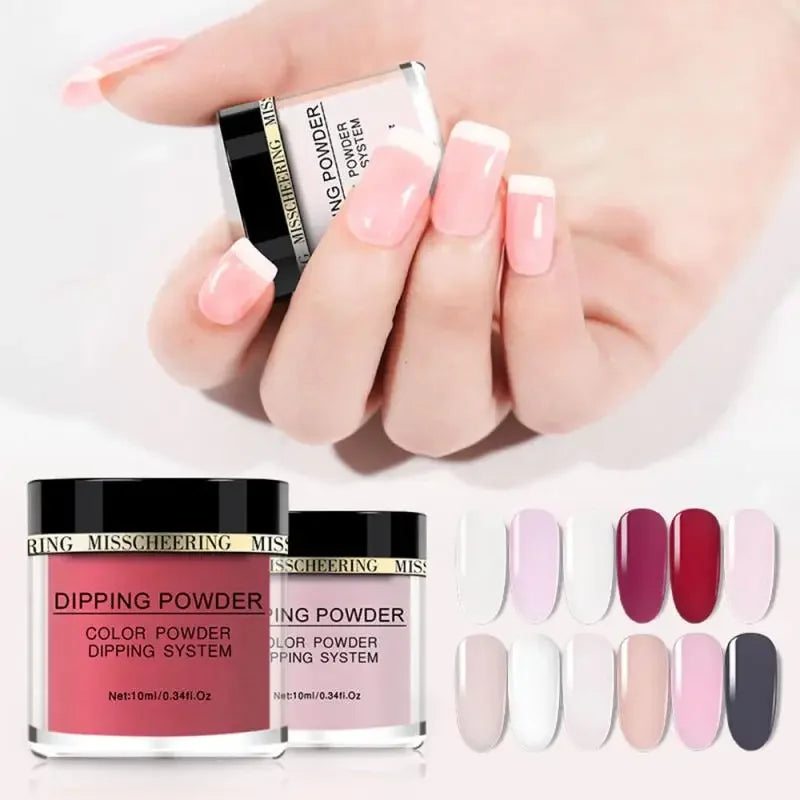 Nail Infiltrating Powder Pure Color Moisturizing UV Glue Natural Nail Dipping Powder Lasting Flash Quick Dry Durable Nail Polish