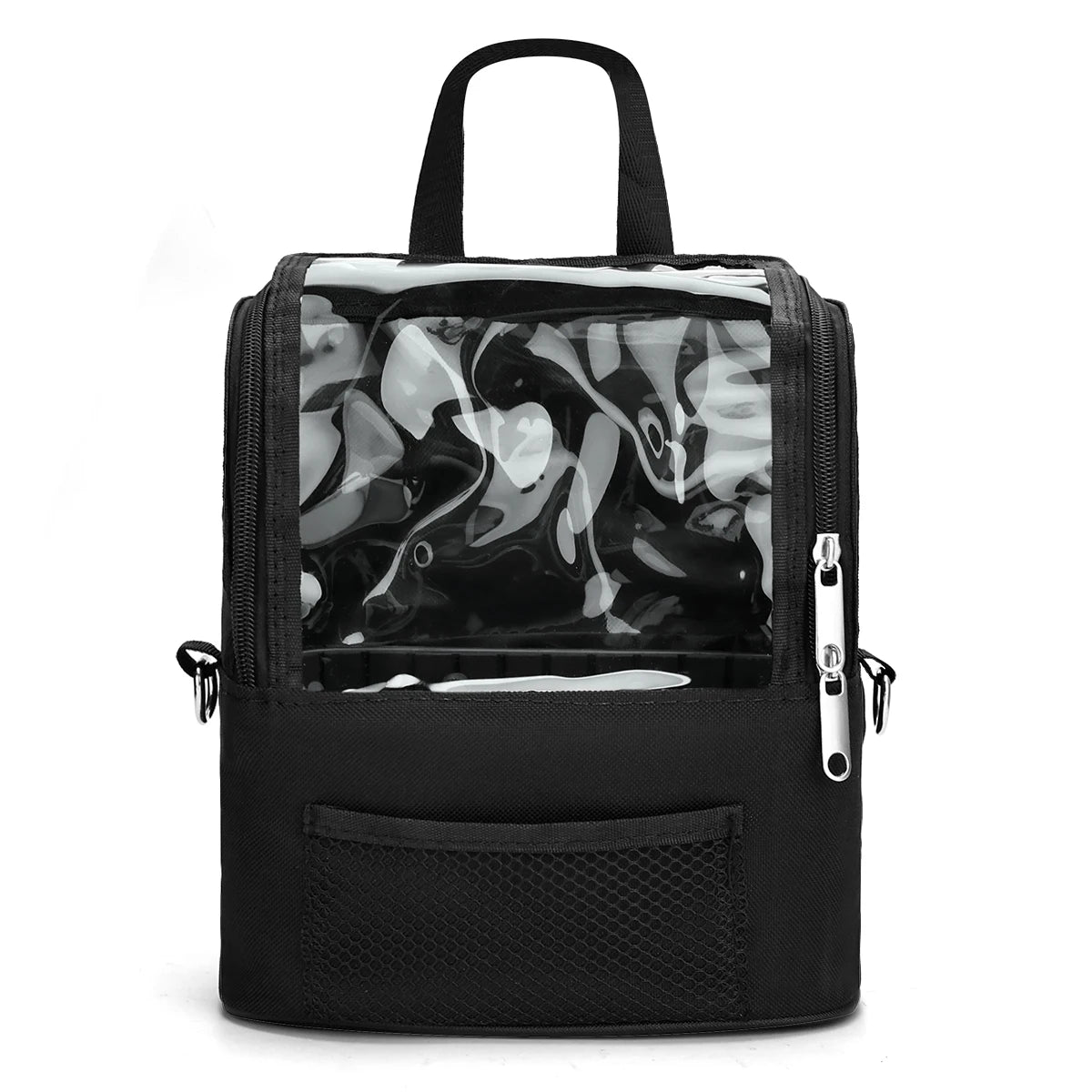 Clear Large Capacity Makeup Brush Organizer with Lid, Portable Stand-up Storage Bag Case for Artist - Dividers & Strap