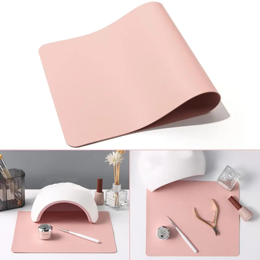 Nail Art Table Mat Pink Beauty Nail Pad Leather Soft Display Nail Practice Anti-slip Pad Fashionable Nail Armrest Cushion