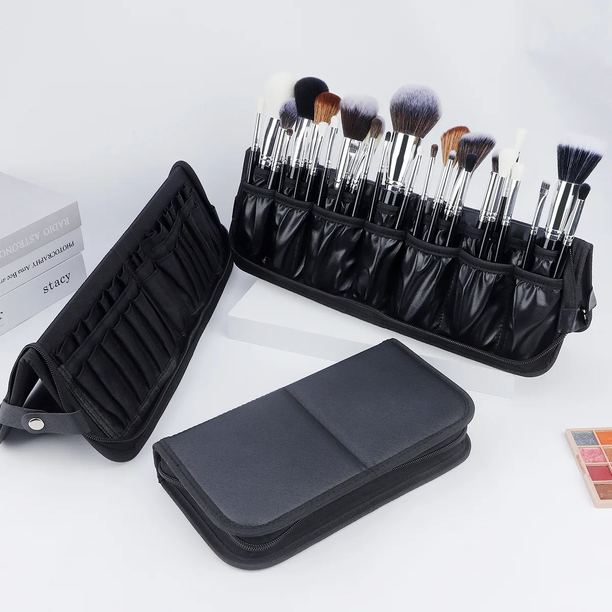 29 Holes Makeup Brush Organizer Bag Large Capacity Portable Make Up Brush Holder Folding Canvas Cosmetic Bag Artist Storage Bags