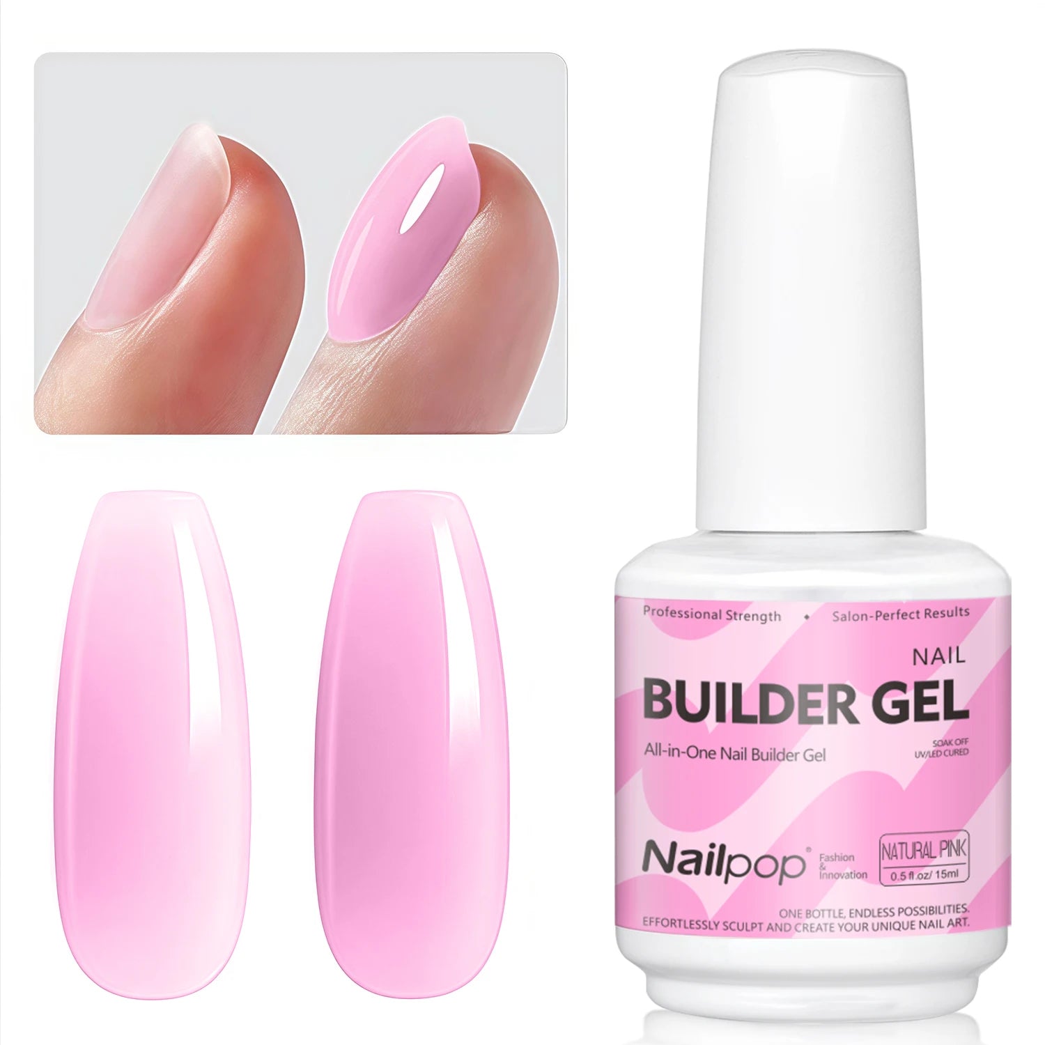 Nailpop 7IN1 Builder Gel Multi Functional 15ml For Nail Extension Strength Apex Building Base Top Coat Nail Gel French Manicure