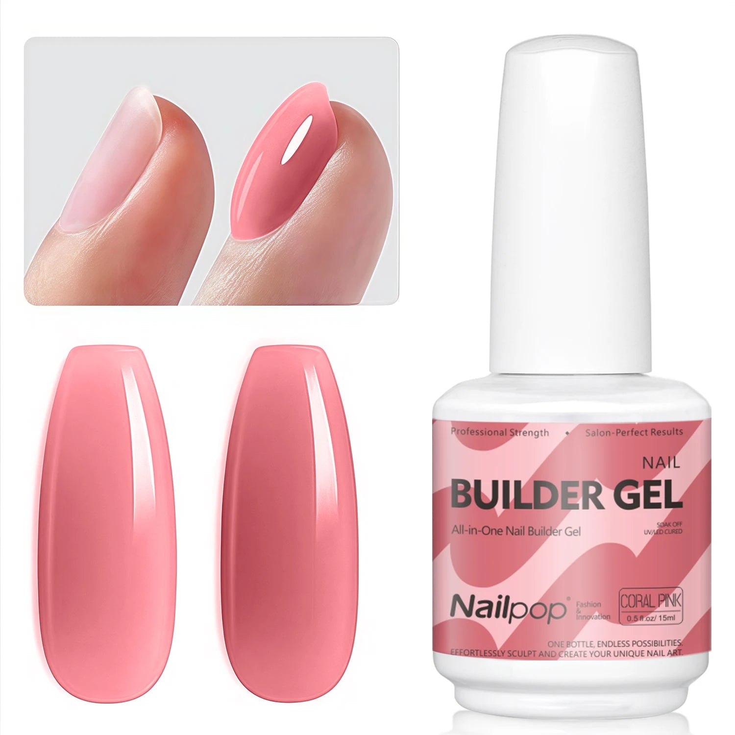 Nailpop 7IN1 Builder Gel Multi Functional 15ml For Nail Extension Strength Apex Building Base Top Coat Nail Gel French Manicure