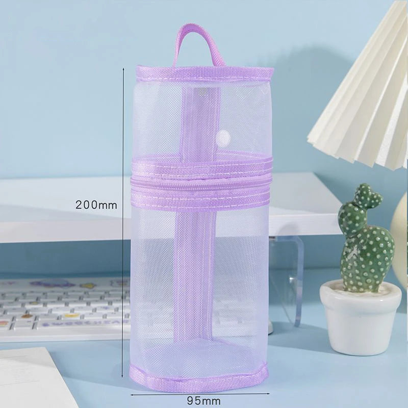 Portable Makeup Brush Organizer - Mesh Stand-up Pouch with Large Capacity & Travel-Friendly Design