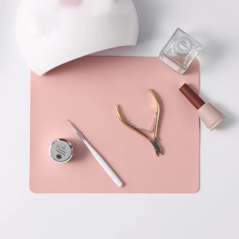 Nail Art Table Mat Pink Beauty Nail Pad Leather Soft Display Nail Practice Anti-slip Pad Fashionable Nail Armrest Cushion