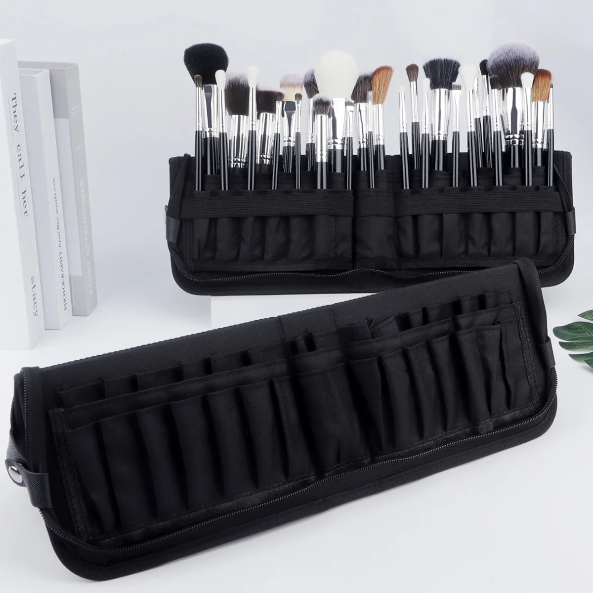 29 Holes Makeup Brush Organizer Bag Large Capacity Portable Make Up Brush Holder Folding Canvas Cosmetic Bag Artist Storage Bags