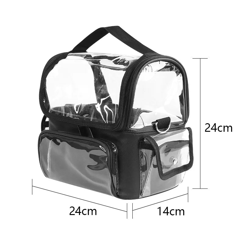 Clear Large Capacity Makeup Brush Organizer with Lid, Portable Stand-up Storage Bag Case for Artist - Dividers & Strap