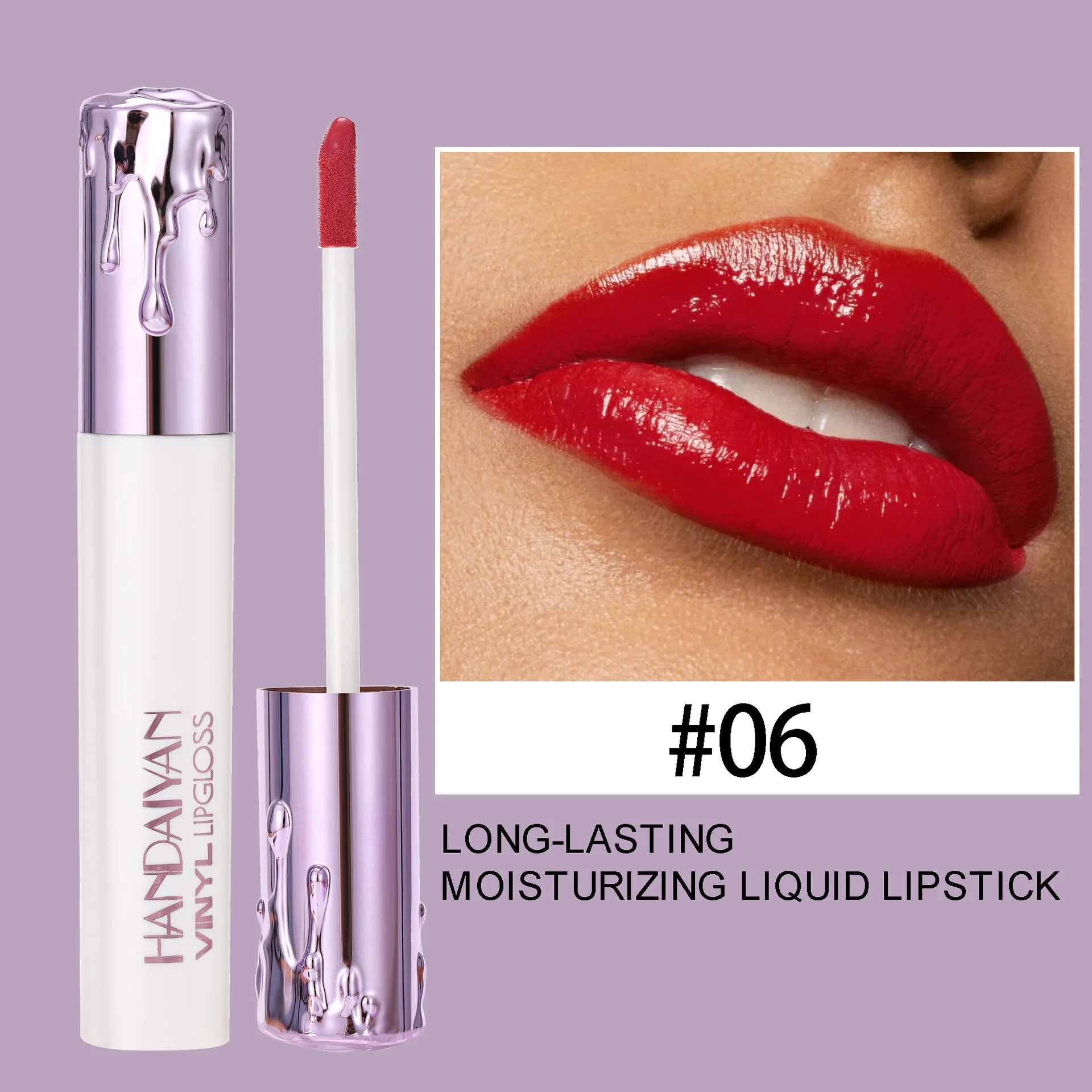Hydrating Glossy Liquid Lipstick, Moisturizing Smooth Finish, Lightweight Non-Transfer, Long Lasting Lip Makeup, 6 Colors
