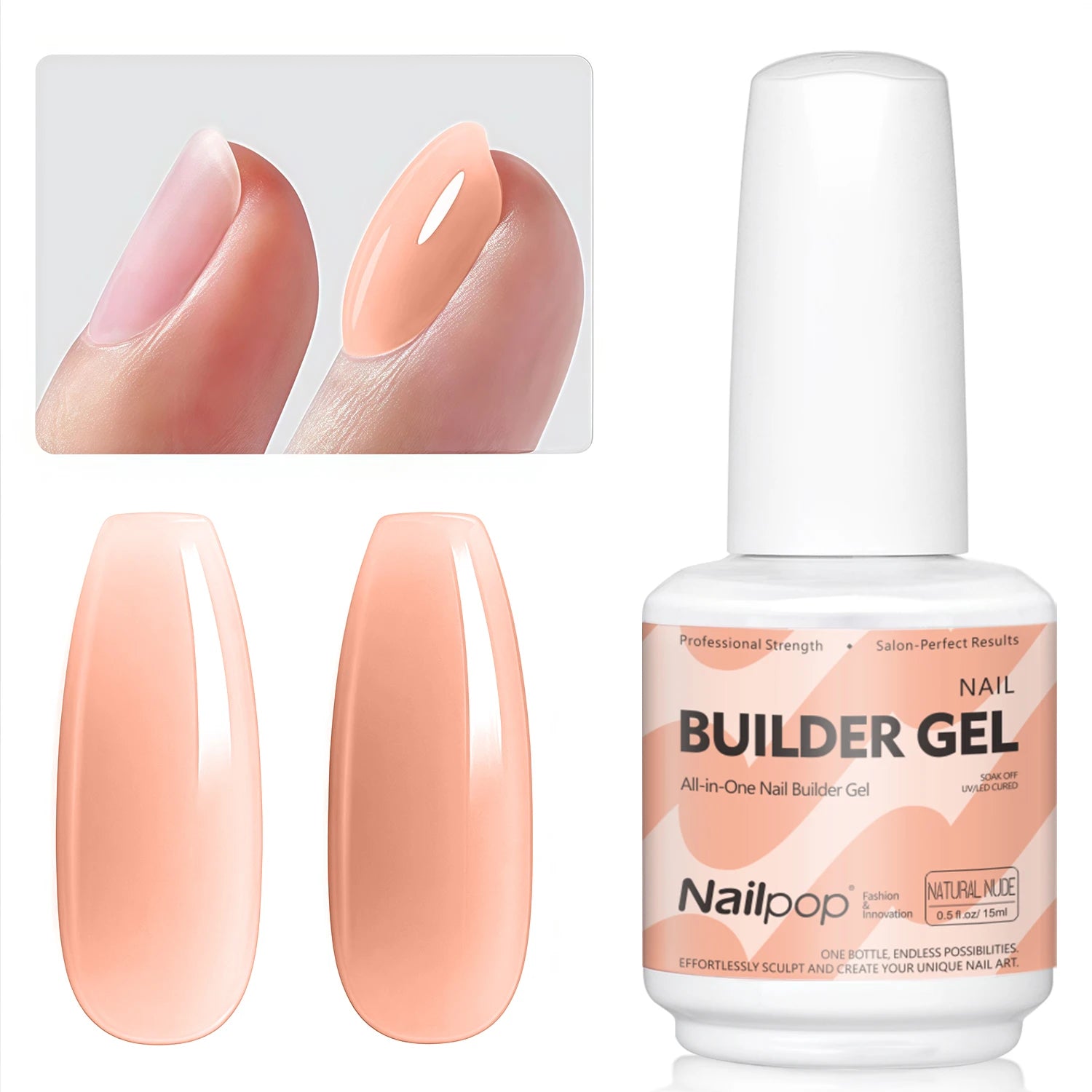 Nailpop 7IN1 Builder Gel Multi Functional 15ml For Nail Extension Strength Apex Building Base Top Coat Nail Gel French Manicure