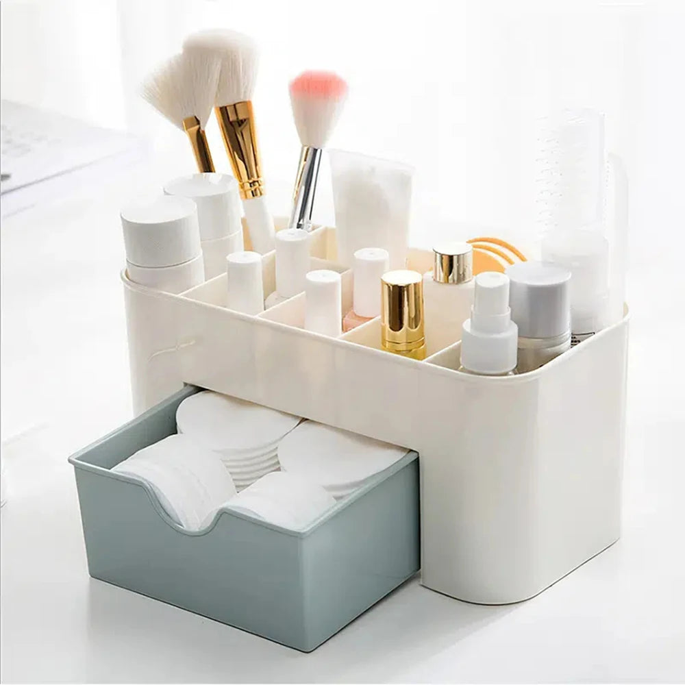 LULAA Nail Art Organizer Desktop Drawer Cosmetic Storage Box Makeup Brush Organizer Box Jewelry Lipstick Mask Compartment