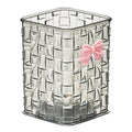 Clear Makeup Brush Organizer with Bow Decoration Braided Texture Comestic Tools Storage Box for Brushes Lipsticks Eyebrow Pen